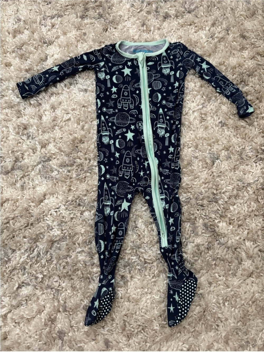Rugged Butts Space-Print Footed One-Piece Pajamas | 6-12m